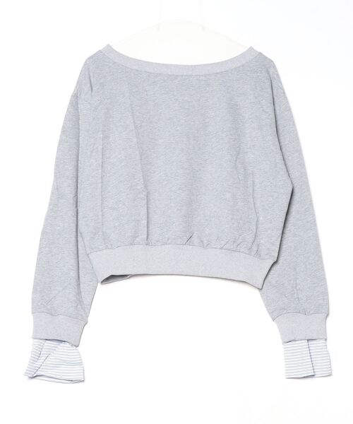 FREE STYLISTS(フリー スタイリスト)の「YUGA_YGMC Cuff docking off-the-shoulder top(Tシャツ/カットソー・レディース・グレー/ネイビー・FREE)」の3枚目の写真