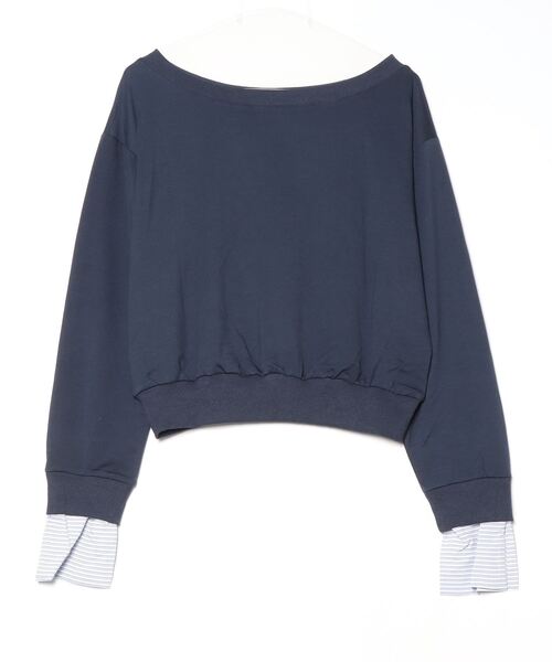 FREE STYLISTS(フリー スタイリスト)の「YUGA_YGMC Cuff docking off-the-shoulder top(Tシャツ/カットソー・レディース・グレー/ネイビー・FREE)」の16枚目の写真