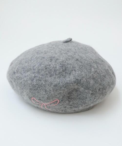 WEGO（ウィゴー）の「WEGO/リボン刺繍ベレー（ハンチング/ベレー帽・レディース・グレー/オフホワイト/ブラック・FREE）」の7枚目の写真