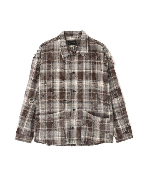 DANKE SCHON(ダンケシェーン)の「【WEB&DEPOT限定】DankeSchon/ダンケシェーン/DAMAGE CHECK SHIRTS(シャツ/ブラウス・レディース・ブラック/グレー/ブラウン・L/M/XL)」の1枚目の写真