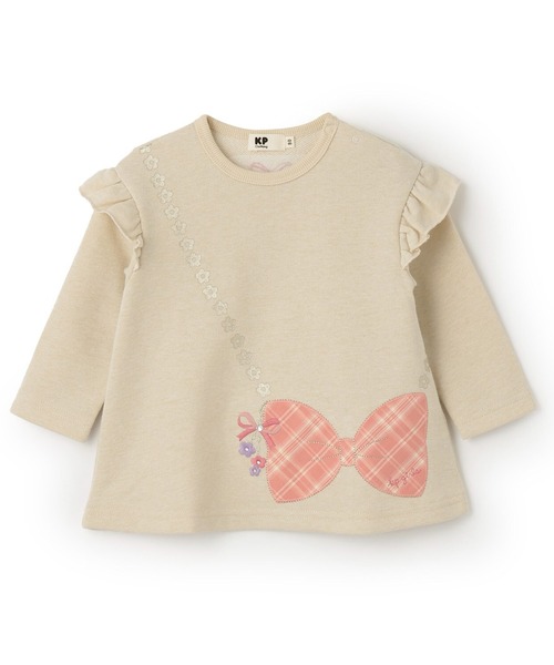 KP（ケーピー）の「ポシェット風アップリケ ラメ裏毛チュニック（チュニック・キッズ・アイボリー/ラベンダー・120cm/110cm/100cm/90cm/80ｃｍ）」の2枚目の写真