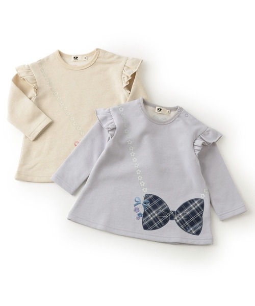 KP（ケーピー）の「ポシェット風アップリケ ラメ裏毛チュニック（チュニック・キッズ・アイボリー/ラベンダー・120cm/110cm/100cm/90cm/80ｃｍ）」の10枚目の写真