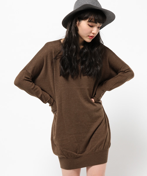 MOUSSY(マウジー)の「wool blend dolman OP(ワンピース・レディース・カーキ/ブラック/ブラウン/トップグレー・FREE)」の1枚目の写真