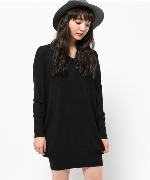 MOUSSY(マウジー)の「wool blend dolman OP(ワンピース・レディース・カーキ/ブラック/ブラウン/トップグレー・FREE)」の2枚目の写真