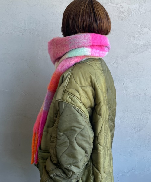 hint hint（ヒントヒント）の「[hint hint/ヒントヒント] 大判ストール(ピンク・グリーン)（ストール/ショール・レディース・ピンク/グリーン・ONE SIZE）」の15枚目の写真