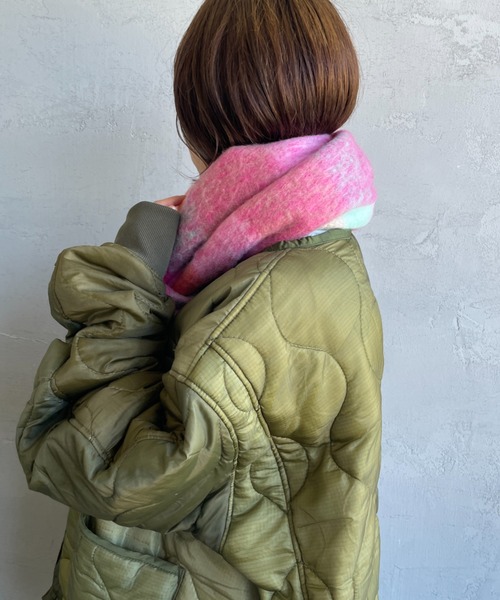 hint hint（ヒントヒント）の「[hint hint/ヒントヒント] 大判ストール(ピンク・グリーン)（ストール/ショール・レディース・ピンク/グリーン・ONE SIZE）」の18枚目の写真