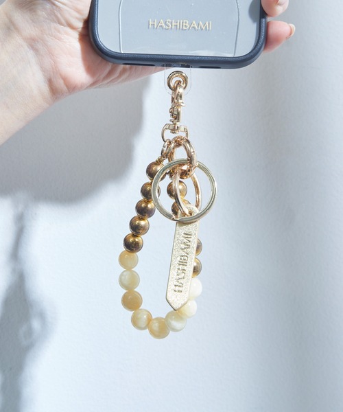 HASHIBAMI】大玉天然石 × レザー スマホハンドストラップ ギフト