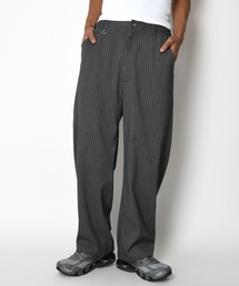 SUPERTHANKS（スーパーサンクス）の「<ピグメント加工&ストライプ>サイドタック ツイル ワイドパンツPigment dyed Twill Side-tuck Wide Pants（その他パンツ）」