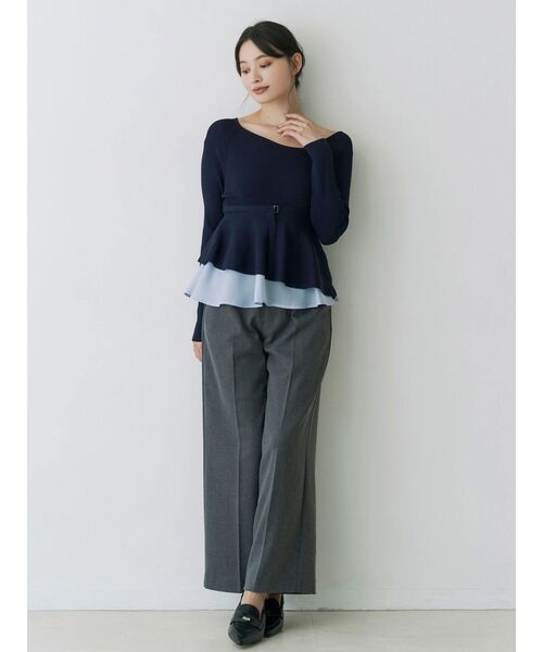 sugar yuu ディメンションニット ネイビー ペプラムニット sugar yuu ディメンションニット ネイビー ペプラムニット ダブル