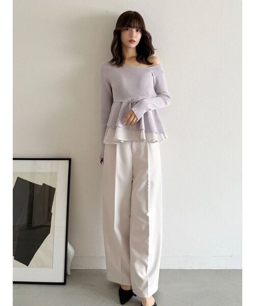 MERCURYDUO（マーキュリーデュオ）の「異素材ドッキングペプラムニット（ニット/セーター・レディース・ネイビー/アイボリー/ラベンダー・FREE）」の9枚目の写真