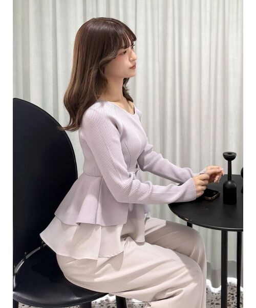 MERCURYDUO（マーキュリーデュオ）の「異素材ドッキングペプラムニット（ニット/セーター・レディース・ネイビー/アイボリー/ラベンダー・FREE）」の16枚目の写真