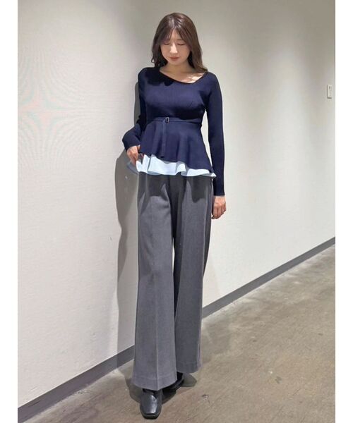 MERCURYDUO（マーキュリーデュオ）の「異素材ドッキングペプラムニット（ニット/セーター・レディース・ネイビー/アイボリー/ラベンダー・FREE）」の17枚目の写真