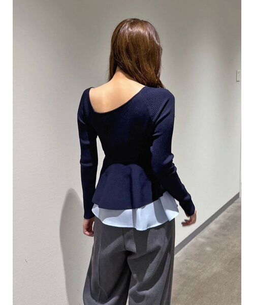 sugar yuu ディメンションニット ネイビー ペプラムニット sugar yuu ディメンションニット ネイビー ペプラムニット ダブル
