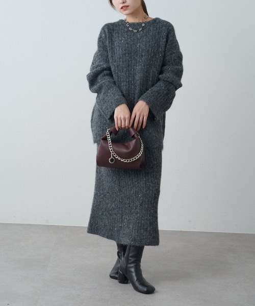 Lui's（ルイス）の「スパンコールセットアップ（ニット/セーター・レディース・アイボリー/チャコールグレー・FREE）」の20枚目の写真