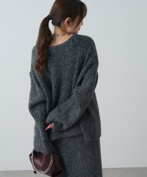 Lui's（ルイス）の「スパンコールセットアップ（ニット/セーター・レディース・アイボリー/チャコールグレー・FREE）」の18枚目の写真