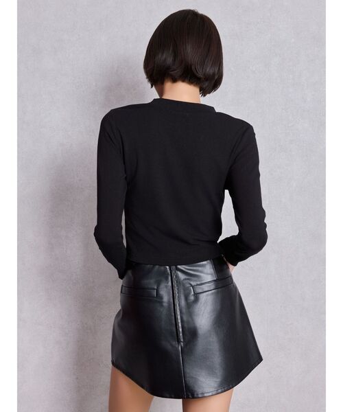 GYDA（ジェイダ）の「latticeカット bijouトップス（Tシャツ/カットソー・レディース・ブラック/グレー・FREE）」の5枚目の写真