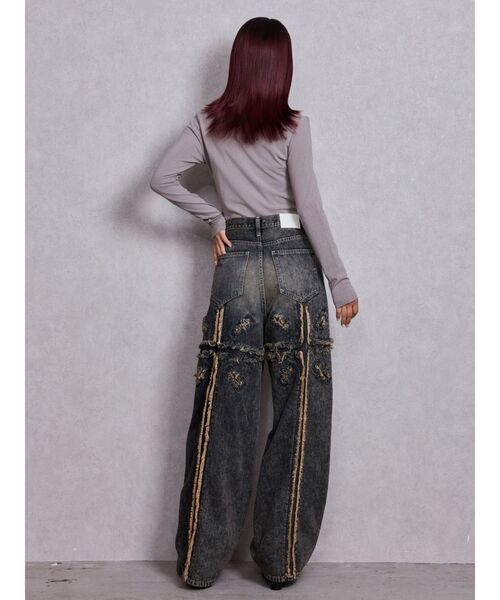 GYDA（ジェイダ）の「latticeカット bijouトップス（Tシャツ/カットソー・レディース・ブラック/グレー・FREE）」の13枚目の写真