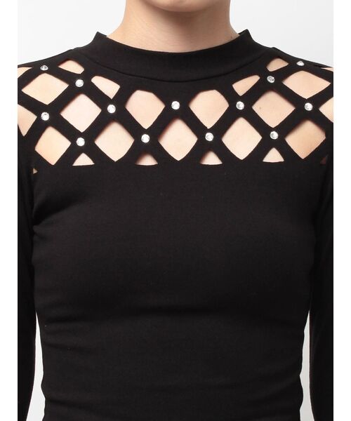 GYDA（ジェイダ）の「latticeカット bijouトップス（Tシャツ/カットソー・レディース・ブラック/グレー・FREE）」の17枚目の写真