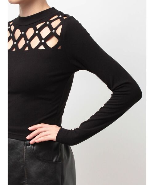 GYDA（ジェイダ）の「latticeカット bijouトップス（Tシャツ/カットソー・レディース・ブラック/グレー・FREE）」の18枚目の写真