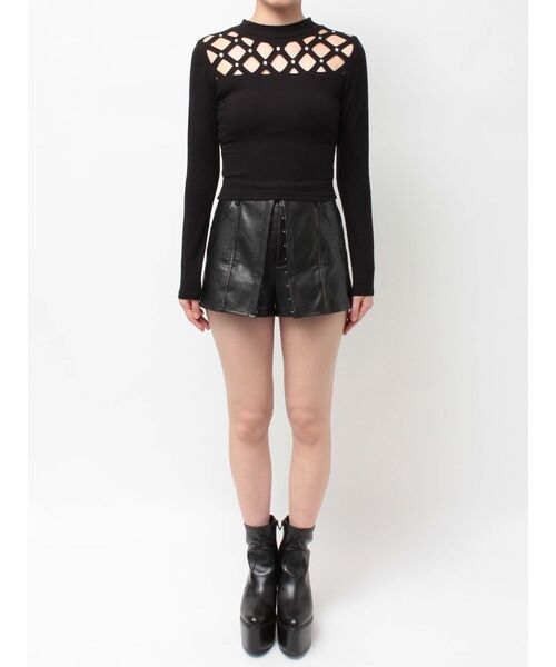 GYDA（ジェイダ）の「latticeカット bijouトップス（Tシャツ/カットソー・レディース・ブラック/グレー・FREE）」の21枚目の写真