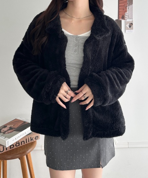 セール】ショート丈ファージャケット（ダウンジャケット/コート