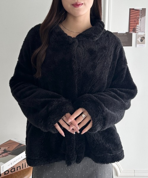 セール】ショート丈ファージャケット（ダウンジャケット/コート