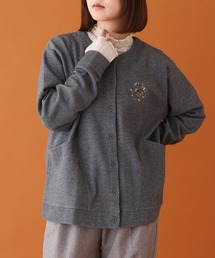 EMAGO トリ刺繍切替えカーデ