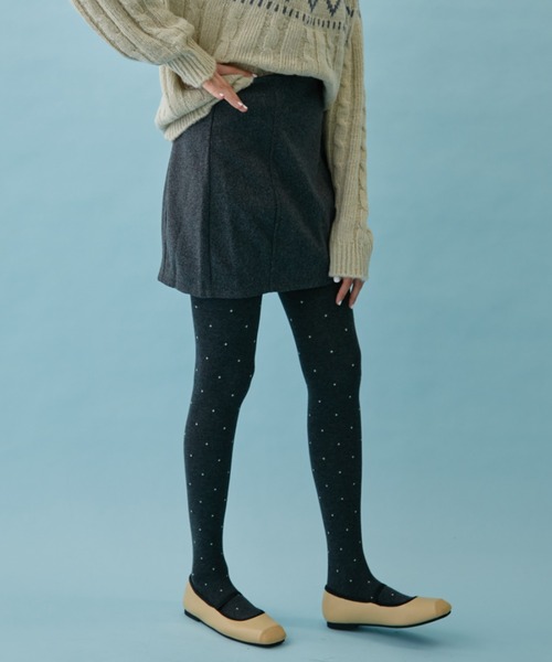 FUULLY STUDIO（フーリィーステューディオ）の「ピンドットタイツ（タイツ/ストッキング・レディース・チャコールグレー/アイボリー・FREE）」の15枚目の写真