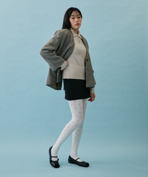 FUULLY STUDIO（フーリィーステューディオ）の「ピンドットタイツ（タイツ/ストッキング・レディース・チャコールグレー/アイボリー・FREE）」の10枚目の写真