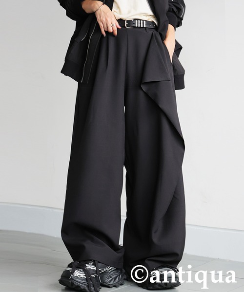 antiqua(アンティカ)の「アシメ ドレープ ワイドパンツ(その他パンツ・レディース・ブラック・MEDIUM/LARGE)」の1枚目の写真