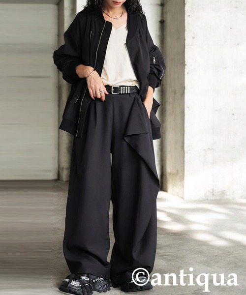 antiqua(アンティカ)の「アシメ ドレープ ワイドパンツ(その他パンツ・レディース・ブラック・MEDIUM/LARGE)」の2枚目の写真