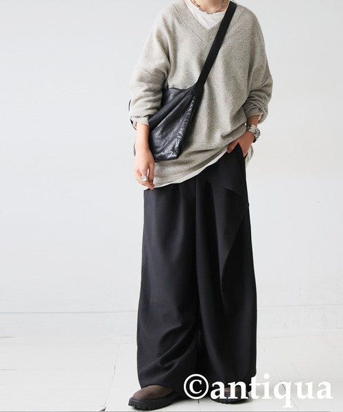 antiqua(アンティカ)の「アシメ ドレープ ワイドパンツ(その他パンツ・レディース・ブラック・MEDIUM/LARGE)」の5枚目の写真