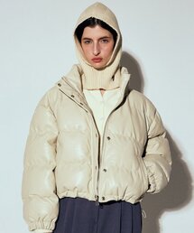 MINIMAL FAUX LEATHER CROP PADDING_CREAM BEIGE