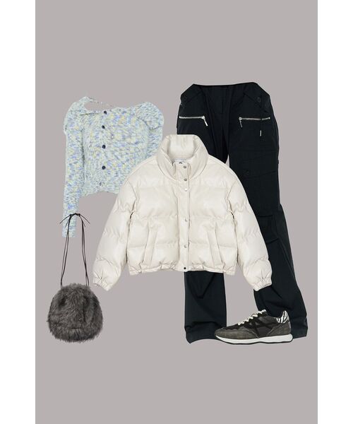 NICK&NICOLE（ニックアンドニコール）の「MINIMAL FAUX LEATHER CROP PADDING_CREAM BEIGE（ダウンジャケット/コート・レディース・その他・FREE）」の4枚目の写真