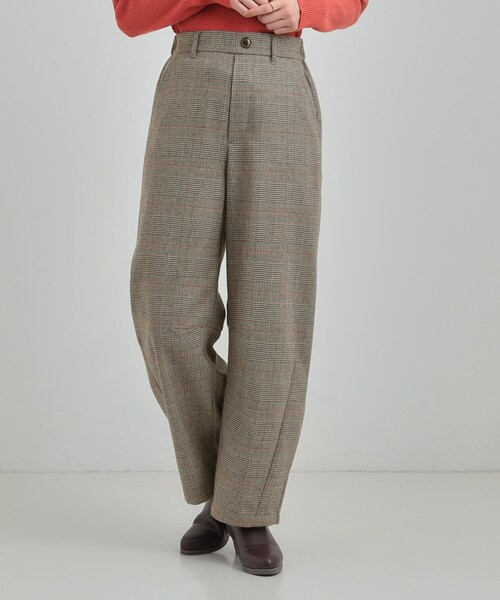 DRESKIP（ドレスキップ）の「【あったか】クラシカルなチェック柄 裏起毛カーブパンツ（その他パンツ・レディース・グレー系1/ベージュ系1・01/02/03/04）」の7枚目の写真