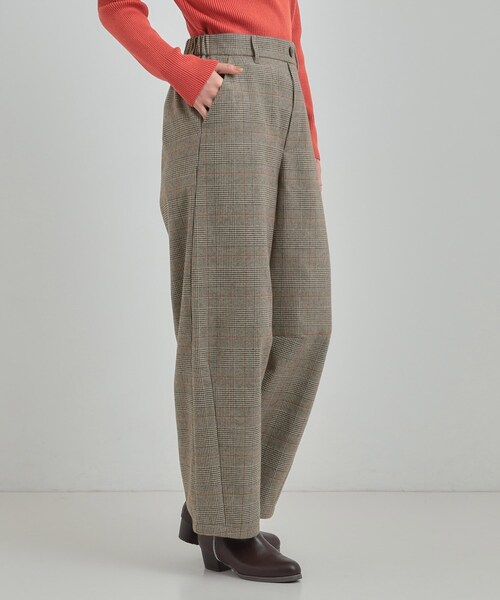 DRESKIP（ドレスキップ）の「【あったか】クラシカルなチェック柄 裏起毛カーブパンツ（その他パンツ・レディース・グレー系1/ベージュ系1・01/02/03/04）」の8枚目の写真