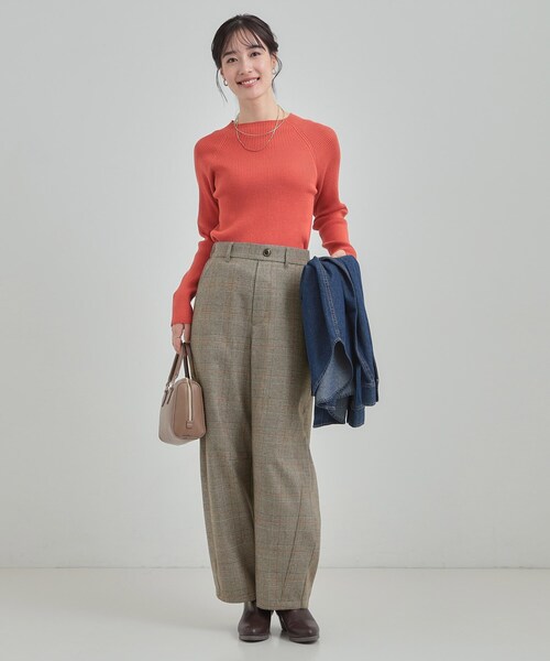 DRESKIP（ドレスキップ）の「【あったか】クラシカルなチェック柄 裏起毛カーブパンツ（その他パンツ・レディース・グレー系1/ベージュ系1・01/02/03/04）」の9枚目の写真