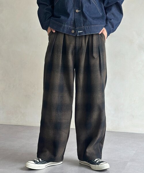 CPCM(シーピーシーエム)の「フェイクウールベルテッドスラックス(その他パンツ・メンズ・ブラック/ブラウン系その他/グレー/ブラウン・MEDIUM/LARGE)」の4枚目の写真