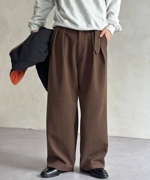 フェイクウールベルテッドスラックス（その他パンツ）｜CPCM（シーピー