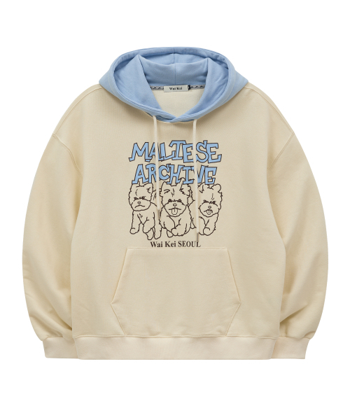 WaiKei(ワイケイ)の「マルチーズアーカイブライングラフィックツートンフードTシャツアイボリー(パーカー・レディース・その他・2/1)」の3枚目の写真