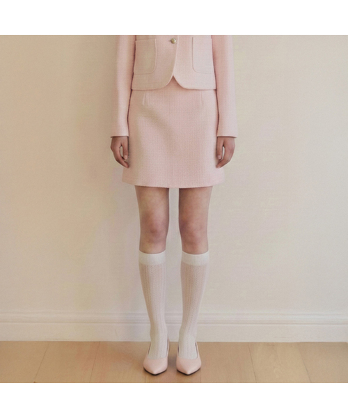 ZEROSTREET（ゼロストリート）の「[4色]クリーミーツイードスカート（スカート・レディース・ライトイエロー/ブラック/Cream/PINK・SMALL/MEDIUM/LARGE）」の4枚目の写真