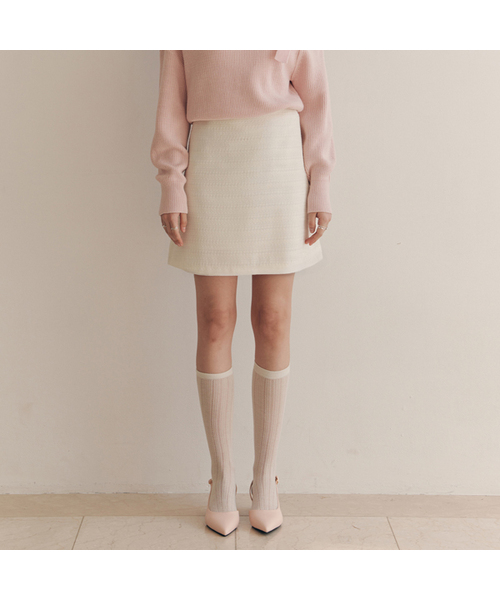 ZEROSTREET（ゼロストリート）の「[4色]クリーミーツイードスカート（スカート・レディース・ライトイエロー/ブラック/Cream/PINK・SMALL/MEDIUM/LARGE）」の3枚目の写真