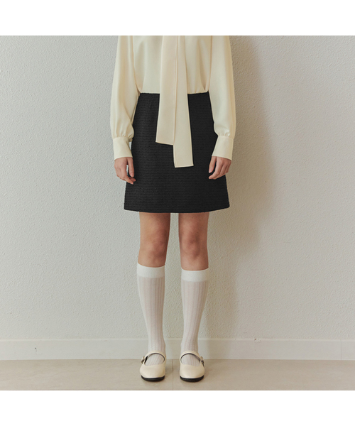 ZEROSTREET（ゼロストリート）の「[4色]クリーミーツイードスカート（スカート・レディース・ライトイエロー/ブラック/Cream/PINK・SMALL/MEDIUM/LARGE）」の2枚目の写真