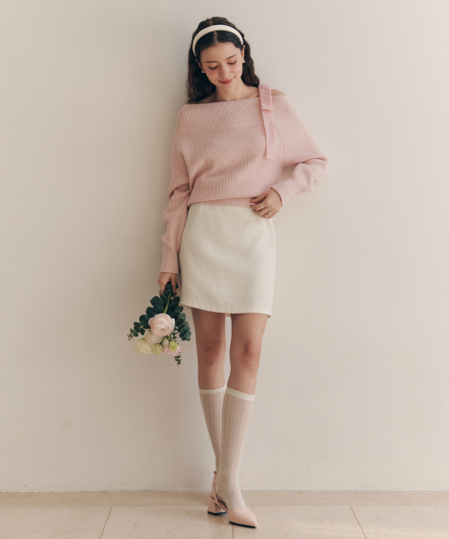 ZEROSTREET（ゼロストリート）の「[4色]クリーミーツイードスカート（スカート・レディース・ライトイエロー/ブラック/Cream/PINK・SMALL/MEDIUM/LARGE）」の12枚目の写真