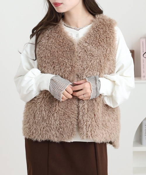 プードルファーリバーシブルベスト（ベスト）｜OMNES（オムネス）の