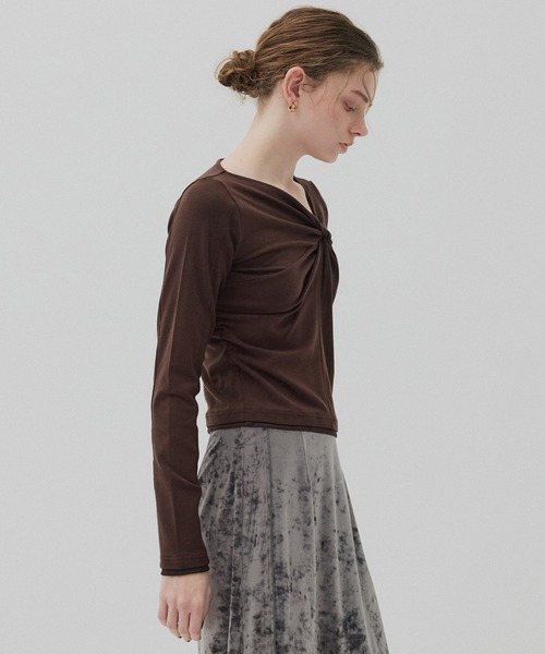 PUBLIC TOKYO(パブリックトウキョウ)の「ツイストロングTEE(Tシャツ/カットソー・レディース・ライトグレー/ブラウン・FREE)」の17枚目の写真