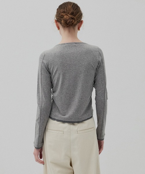 PUBLIC TOKYO(パブリックトウキョウ)の「ツイストロングTEE(Tシャツ/カットソー・レディース・ライトグレー/ブラウン・FREE)」の12枚目の写真