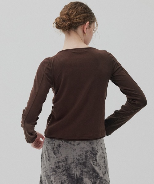 PUBLIC TOKYO(パブリックトウキョウ)の「ツイストロングTEE(Tシャツ/カットソー・レディース・ライトグレー/ブラウン・FREE)」の16枚目の写真