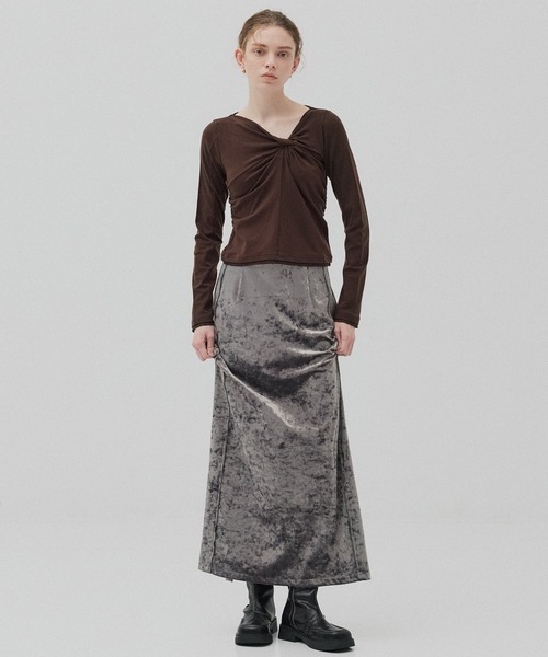 PUBLIC TOKYO(パブリックトウキョウ)の「ツイストロングTEE(Tシャツ/カットソー・レディース・ライトグレー/ブラウン・FREE)」の7枚目の写真