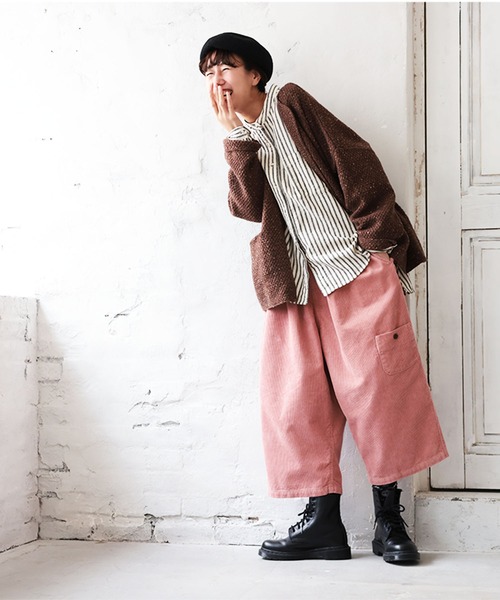 soulberry(ソウルベリー)の「大人に馴染む、ピンクのコーデュロイ8分丈パンツ(その他パンツ・レディース・ピンク系・M/L/LL/3L/4L/5L)」の9枚目の写真